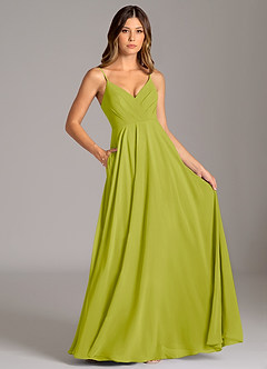 Azazie Amani At-home Try On Dresses Black A-Line Pleated Chiffon Dress image6