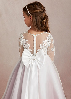 Azazie Elodie Flower Girl Dresses Ivory Vintage Mauve Ball-Gown Lace Dress image8