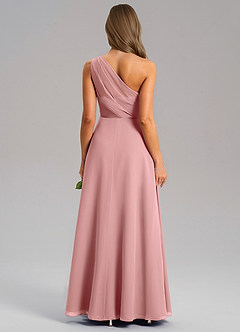 Azazie Phaedra Bridesmaid Dresses Dusty Rose A-Line One Shoulder Chiffon Dress image2