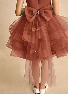 Azazie Tinie Flower Girl Dresses Auburn Ball-Gown Bow Tulle Dress image7