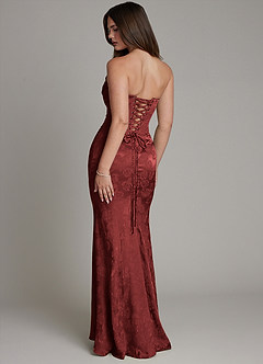 Azazie Electra Vestidos de damas de honor Vestido de Jacquard Color óxido de Jacquard Floral de Corte Sirena con Corsé image2