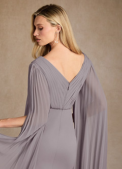 Azazie Ellsworth Abiti per la Madre della Sposa Abito Colonna in Crepe Elasticizzato Plissettato Dusk image6