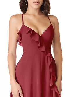 Azazie Tarni Bridesmaid Dresses Pomegranate A-Line Chiffon Dress image5