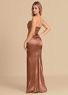 Azazie Sorrel Bridesmaid Dresses Bronzer Mermaid Corset Metallic Satin Convertible Dress image6