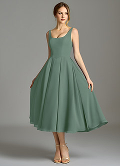 Azazie Amalie Jurken voor bruidsmeisjes Jurk van Chiffon met A-Lijn Geplooid Eucalyptus image6