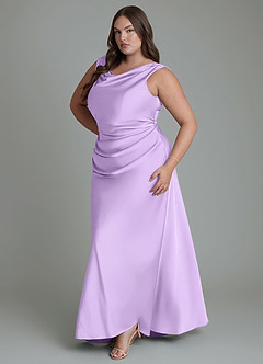 Azazie Kieryn Bridesmaid Dresses Lilac Mermaid Pleated Stretch Satin Dress image11
