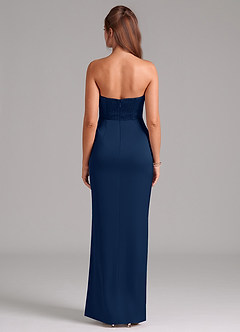 Azazie Jamie Bridesmaid Dresses Dark Navy A-Line Strapless Stretch Satin Convertible Dress image2