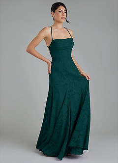 Azazie Tatum Robes de demoiselle d'honneur Robe Trapèze en Blumen-Burnout Corset Vert Pin image5