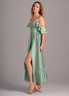 Azazie Anaya Brautjungfernkleider Wandelbar A-Linie Herzausschnitt Stretch-Satin Kleid Agave image4