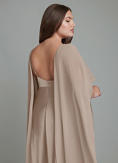 Azazie Stefania Robes de demoiselle d'honneur Robe Trapèze en Satin extensible Taupe image9