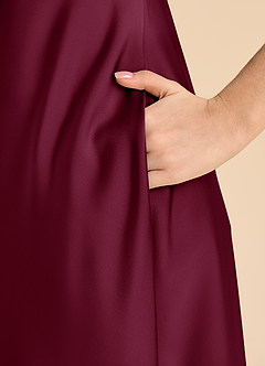 Azazie Sissy Junior Abito A-Line in Raso Elasticizzato a Spalla Scoperta Gelso image7