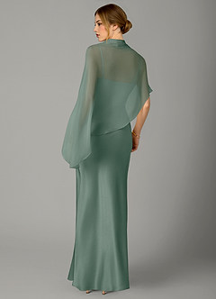 Azazie Jaleesa Brautjungfernkleider A-Linie Hoher Kragen Stretch-Satin Kleid Silberner Salbei image6