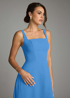 Azazie Debra Bridesmaid Dresses Blue Jay A-Line with Pockets Chiffon Convertible Dress image3