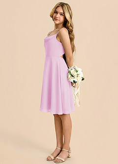 Azazie Shale A-Linie Schleifen Chiffon Kleid Bonbonrosa image1