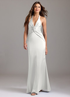 Azazie Valerie Suknie dla druhen Syrena Pofałdowany Satyna elastyczna Do ziemi Sukienka image3