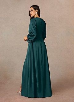 Azazie Luna vestidos de madre de la novia Vestido de Pino de Satén Elástico de Corte En A con Plisado image4