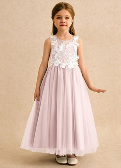 Azazie Mixie vestidos de niña de las flores Vestido Rosa Rubor de Encaje de Vestido de princesa image5