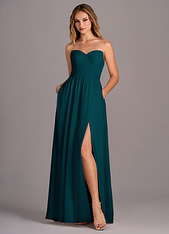Azazie Joni Bridesmaid Dresses Pine A-Line Strapless Chiffon Convertible Dress image6