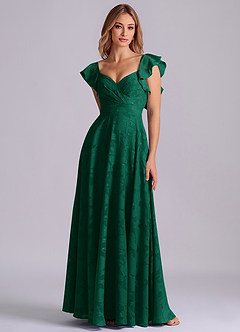 Azazie Leilani Bridesmaid Dresses Emerald A-Line Sweetheart Neckline Floral Burnout Dress image3