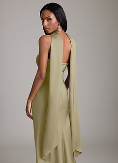 Azazie Saylor Vestidos de damas de honor Vestido de Musgo Verde de Satén Elástico de Corte Sirena con Sin tirantes image7