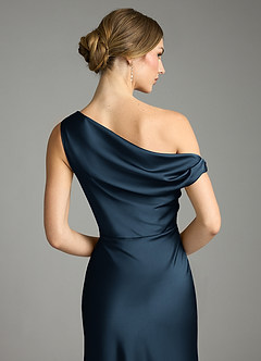 Azazie Emerson Brautjungfernkleider Meerjungfrau-Linie Schulterfrei Stretch-Satin Kleid Dunkelmarine image7
