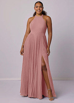 Barbie ♥ Azazie Bridesmaid Dresses Dusty Rose A-Line Pleated Chiffon Dress image1
