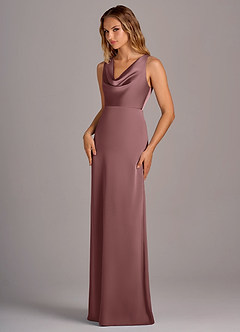 Azazie Wrenlee Bridesmaid Dresses Vintage Mauve A-Line Stretch Satin Dress image3