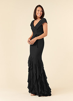 Azazie Bailora Mother of the Bride Dresses Black Mermaid Ruched Chiffon Dress image2