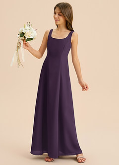 Azazie Lambie Junior Plum A-Line Pleated Chiffon Dress image7