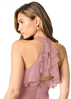 Azazie Aviv Bridesmaid Dresses Dusty Rose A-Line Pleated Chiffon Dress image5