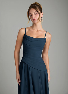 Azazie Gabriela Vestidos de madrinha de casamento Vestido Azul Marinho de Chiffon de Linha A com Corpete image9