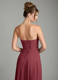 Azazie Gabriela Robes de demoiselle d'honneur Robe Trapèze en Mousseline de soie Corset Merlot image11