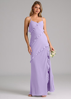 Azazie Nancie Bridesmaid Dresses Lilac Mermaid Ruched Chiffon Dress image4