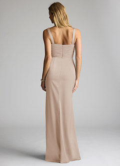 Azazie Elida Robes de demoiselle d'honneur Robe Fourreau en Satin extensible Plissée Givre image4