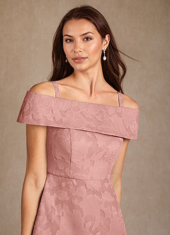 Azazie Medford Mother of the Bride Dresses Rosette A-Line Off the Shoulder Floral Burnout Dress image7