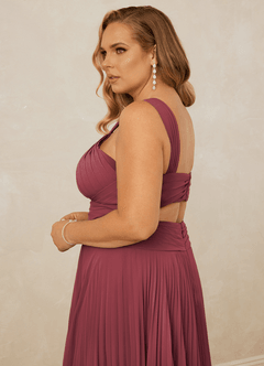 Christian Siriano Bridal for Azazie 1009 Bridesmaid Dresses Merlot A-Line Pleated Chiffon Dress image10