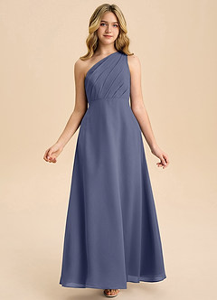 Azazie Phaedra Junior Stormy A-Line Pleated Chiffon Dress image7