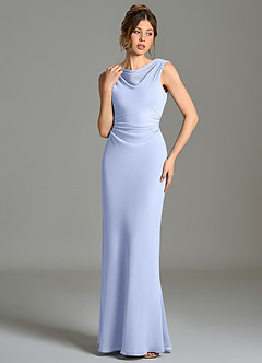Azazie Kieryn Bridesmaid Dresses Ice Mermaid Pleated Chiffon Dress image4