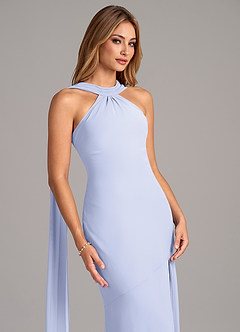 Azazie Kinsley 신부 들러리 드레스 인어 주름진 쉬폰 바닥 길이 드레스 image7