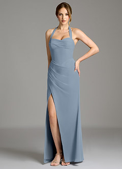 Azazie Serenity Bridesmaid Dresses Dusty Blue Mermaid Sweetheart Neckline Chiffon Dress image7