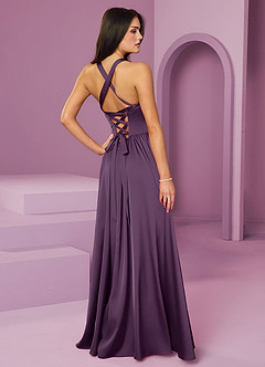 Barbie ♥ Azazie Bridesmaid Dresses Plum A-Line with Pockets Stretch Satin Dress image2
