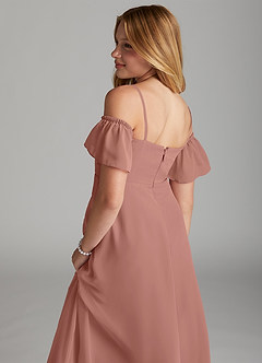Azazie Sue Junior Auburn A-Line Off the Shoulder Chiffon Dress image6