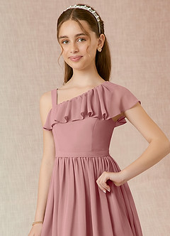 Azazie Mango Junior Dusty Rose A-Line Ruched Chiffon Dress image4