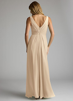 Azazie Gina Bridesmaid Dresses Champagne A-Line V-Neck Pleated Chiffon Dress image5
