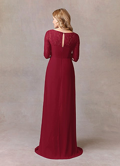 Azazie Leonine Mother of the Bride Dresses Burgundy A-Line Scoop lace Chiffon Dress image5