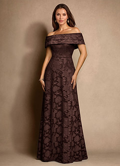 Azazie New Britain Klänningar till brudens mor Klä A-Line i Blommig Utbrändhet Plisserad Ganache image4