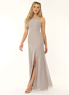 Azazie Rue Bridesmaid Dresses Frost A-Line Halter Chiffon Dress image4