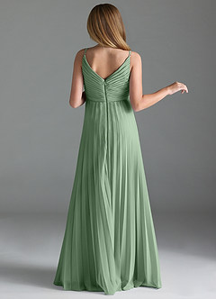 Azazie Raychelle Junior Matcha A-Line Pleated Chiffon Dress image4