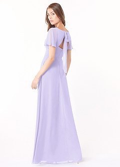 Azazie Kimber Bridesmaid Dresses Lilac A-Line Flounce Sleeve Chiffon Dress image7