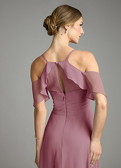 Azazie Dakota Bridesmaid Dresses Vintage Mauve A-Line V-Neck Pleated Chiffon Dress image6